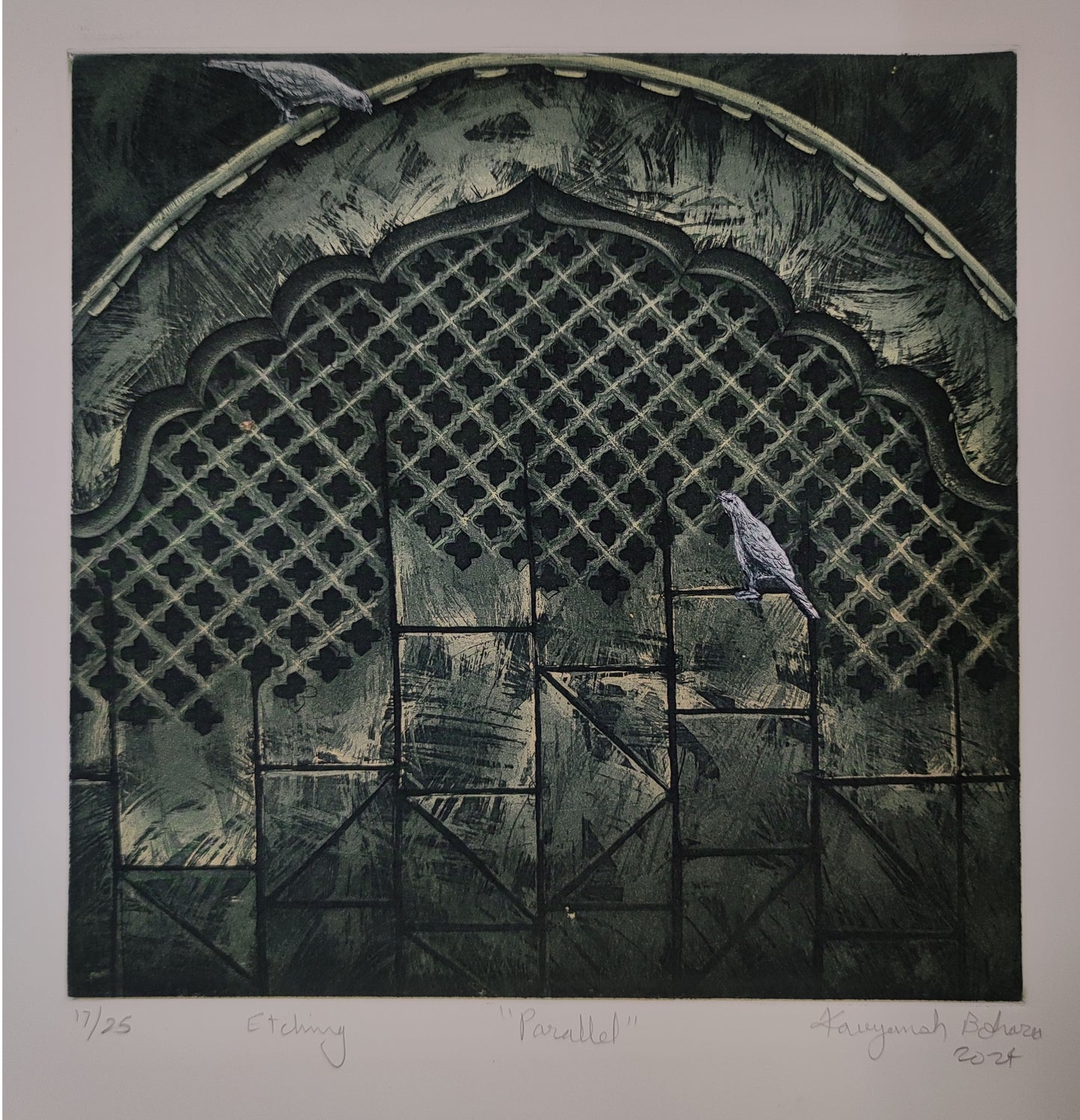 etching on acid free paper, 10 x 10 inches artwork