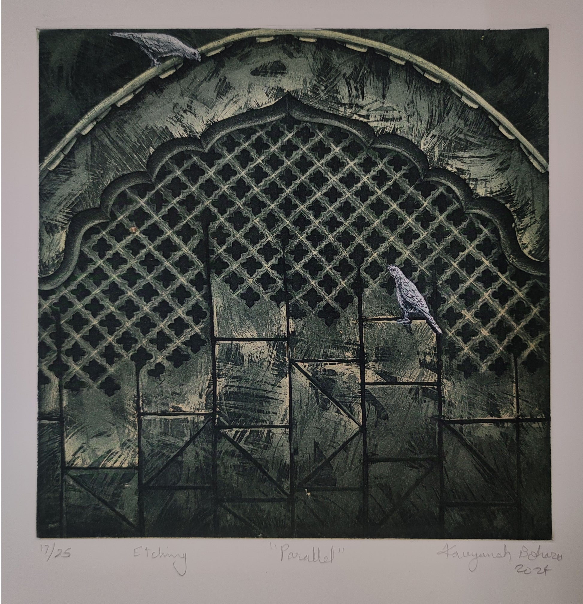 etching on acid free paper, 10 x 10 inches artwork